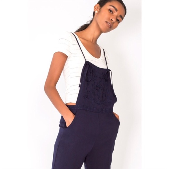 Navy Embroidered Overalls - Picture 6 of 8